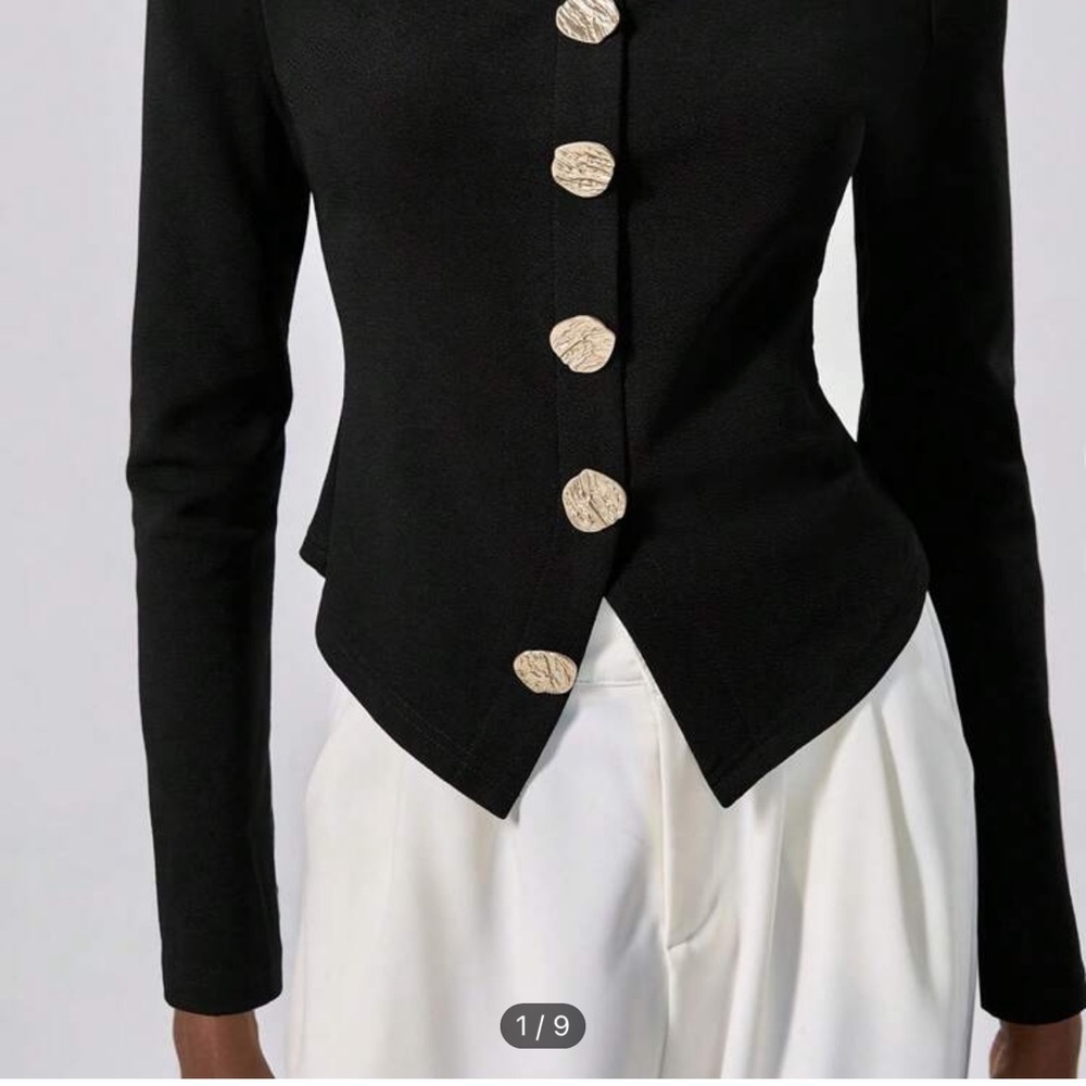 Black Tailored Blazer with Asymmetrical Hem